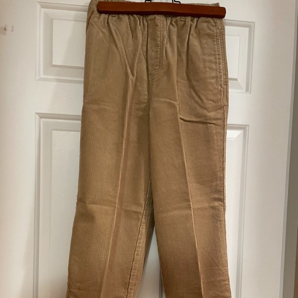 NWT Boys Khaki Corduroy Pants with Elastic Waist